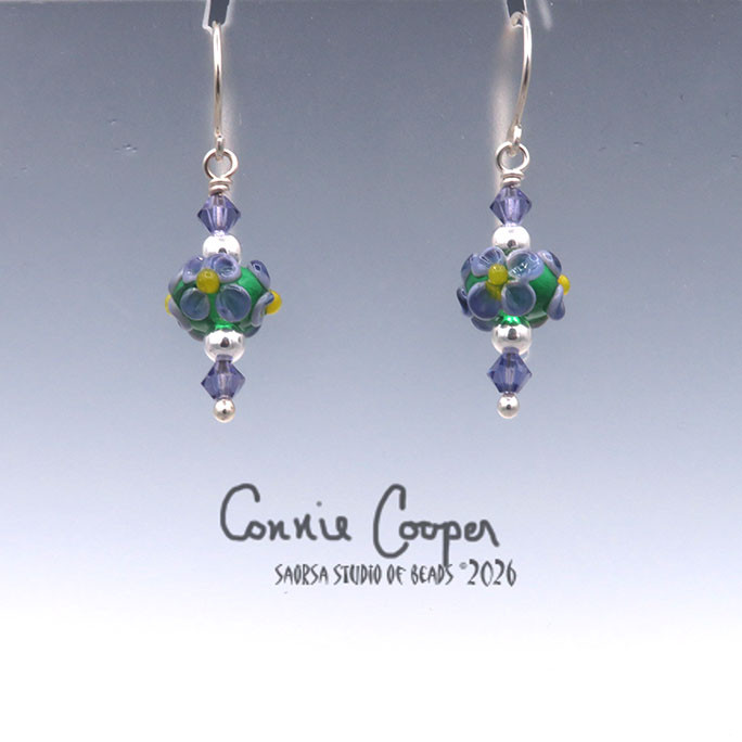 Florals,  Purple on Lt. Emerald GBE26-7998