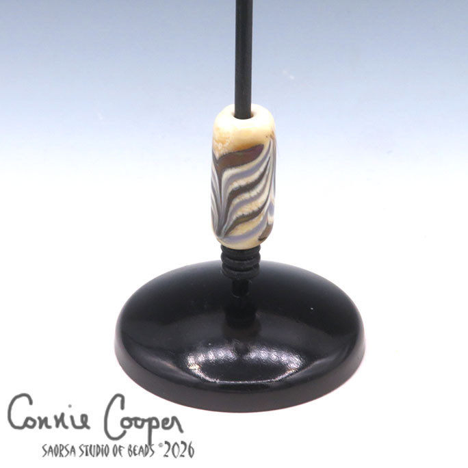 Bead,  Crackle Ivory w/Raked Purple & Brown LBF26-8003