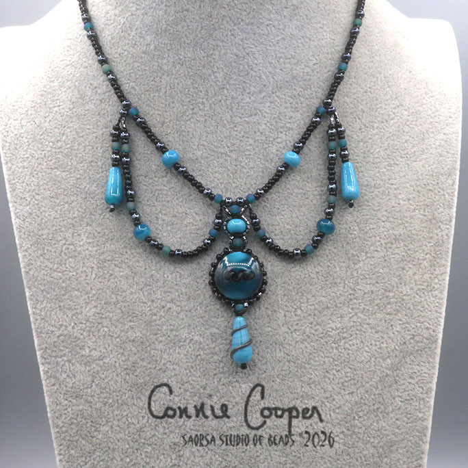 Necklace Set, Princess Style, Black & Sea Blue  GBSet26-8032