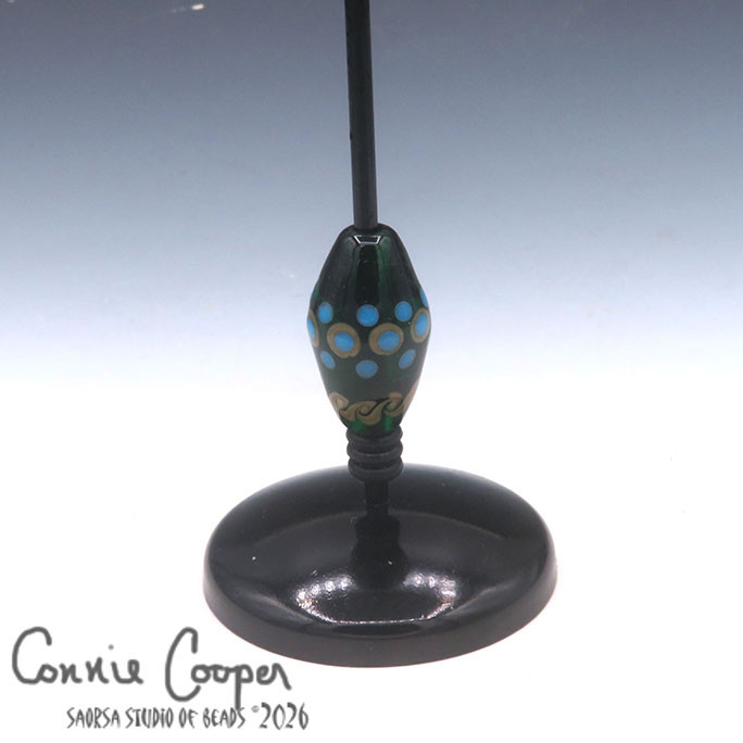 Bead, Drop Style Bicone, Abstract on Envy Green  LBF26-8039