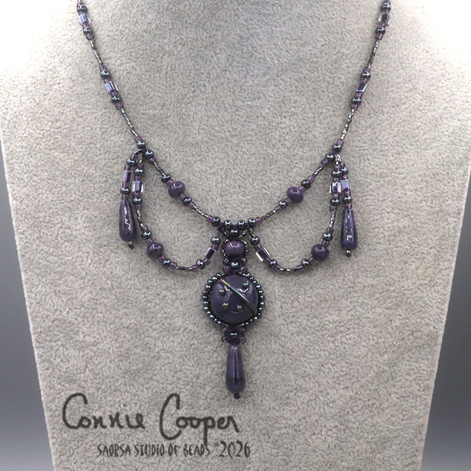 Necklace Set, Princess Style, Dk. Purple & Hematine  GBSet26-8083