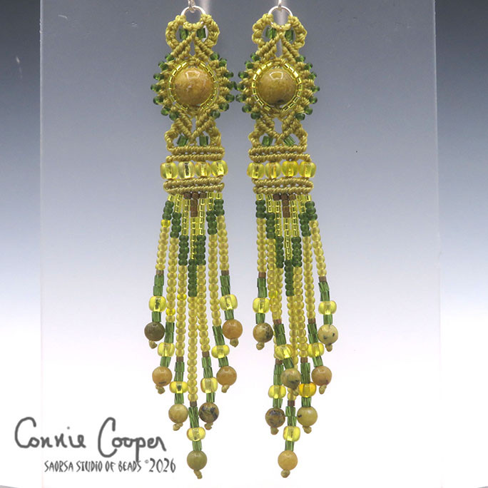 8 St Stone Fringies,  Serpentine Jade w/Lemon Grass & Olive ME26-8126