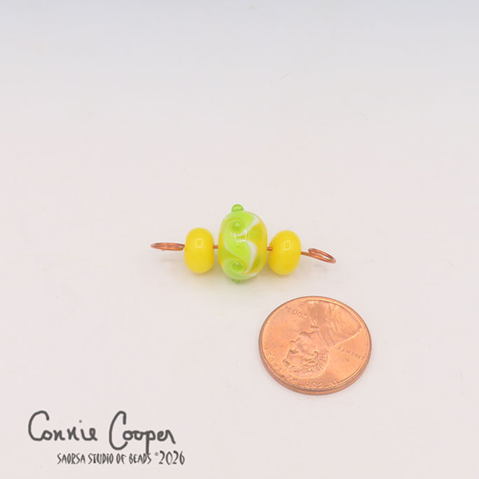 Tiny Beads, Set of 3, Opaque Yellow & Lt. Green  LBS26-8182