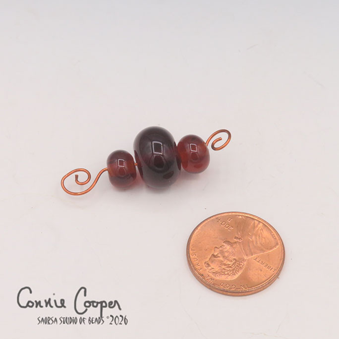 Tiny Beads, Set of 3, Transparent Dk. Amber  LBS26-8206