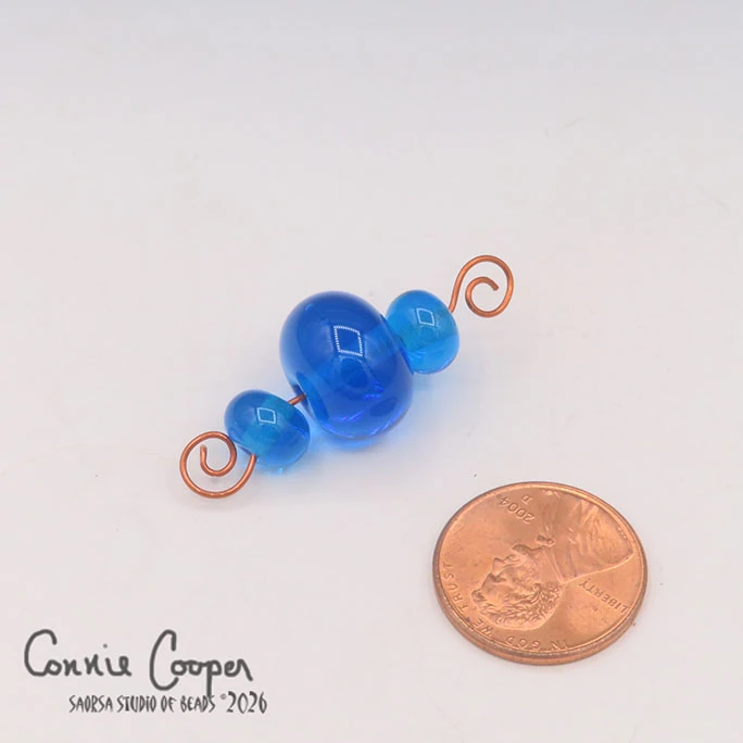 Tiny Beads, Set of 3, Transparent  Dk. Aqua  LBS26-8217
