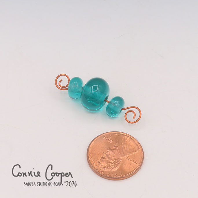 Tiny Beads, Set of 3, Transparent  Lt. Teal  LBS26-8218
