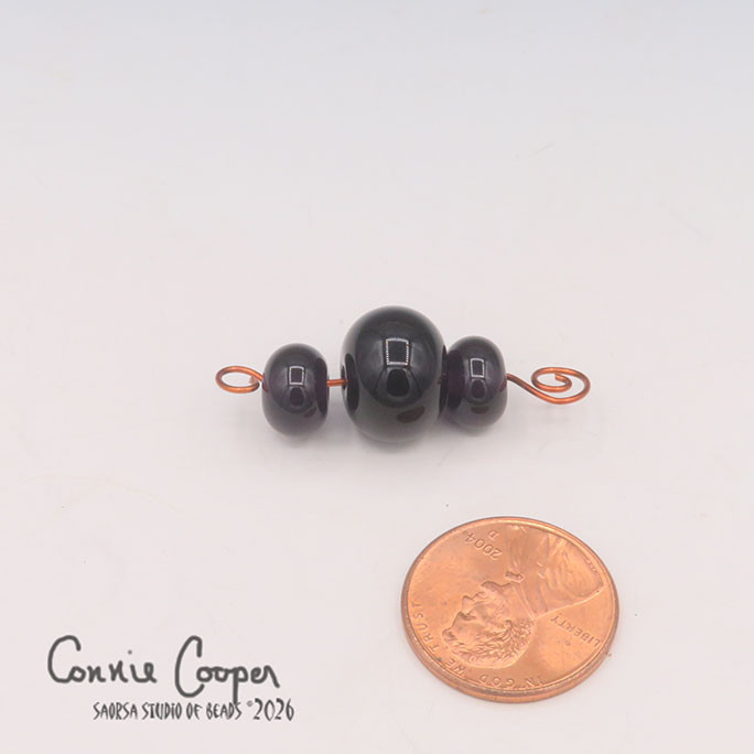 Tiny Beads, Set of 3, Transparent  Dk. Purple Blue  LBS26-8221