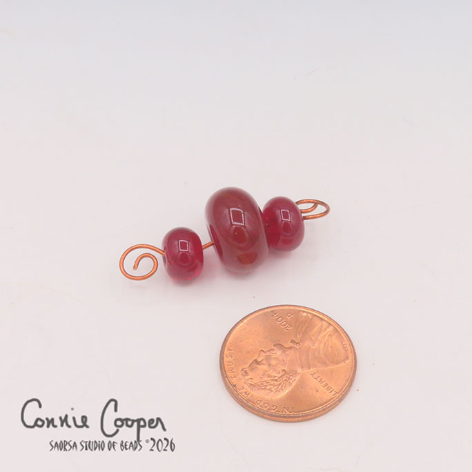 Tiny Beads, Set of 3, Transparent  Lt. Red  LBS26-8231
