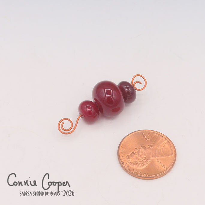 Tiny Beads, Set of 3, Transparent  Dk. Red  LBS26-8232