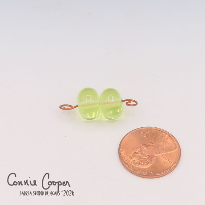 Beads, Matched Pair,  Transparent Uranium Green  LBPr26-8289
