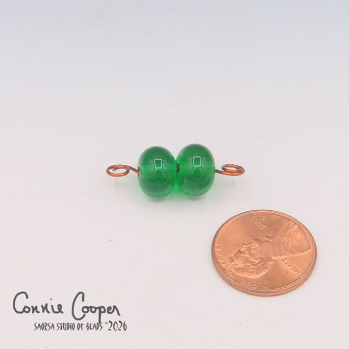 Beads, Matched Pair,  Transparent  Emerald  LBPr26-8291