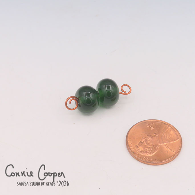 Beads, Matched Pair,  Transparent  Sage  LBPr26-8292
