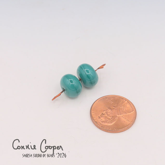 Beads, Matched Pair,  Opaque Petrolium Green  LBPr26-8248