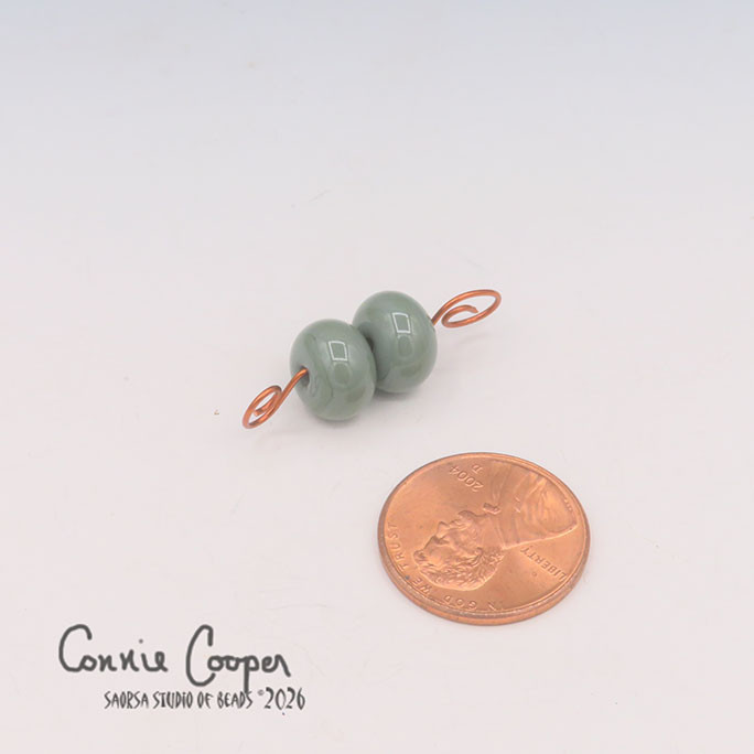 Beads, Matched Pair,  Opaque Sage  LBPr26-8249