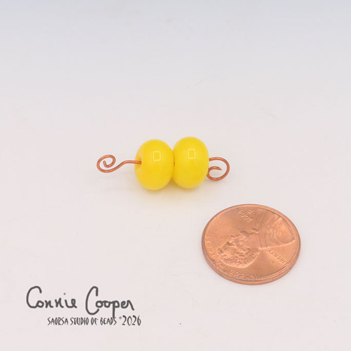 Beads, Matched Pair,  Opaque Med. Lemon Yellow  LBPr26-8251