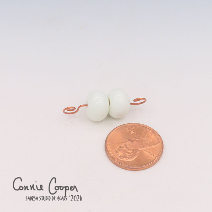 Beads, Matched Pair,  Opaque Very Pale Olive  LBPr26-8265
