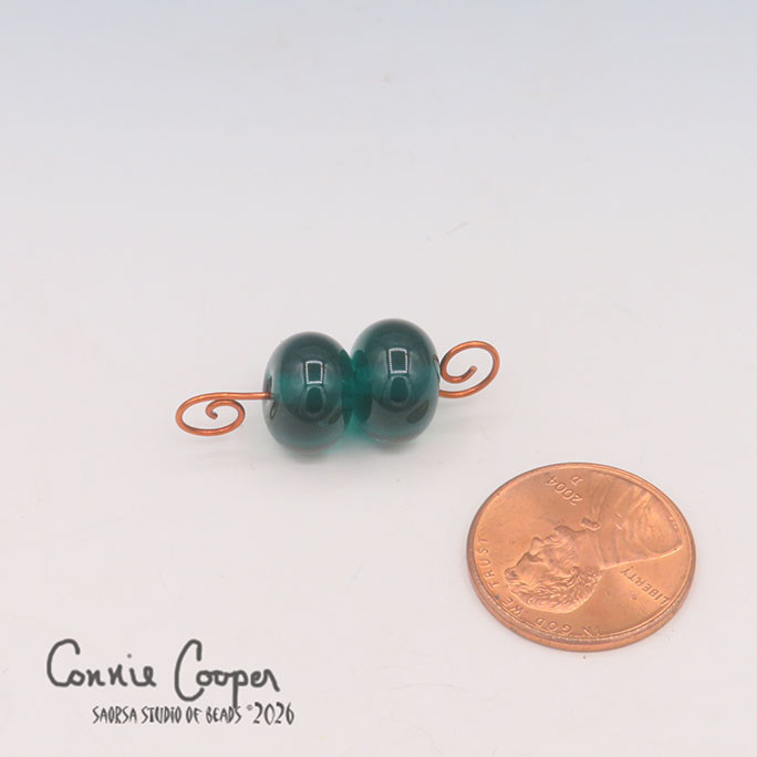 Beads, Matched Pair,  Transparent  Teal  LBPr26-8269