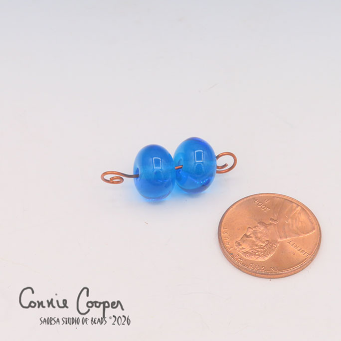 Beads, Matched Pair,  Transparent   Aqua  LBPr26-8272