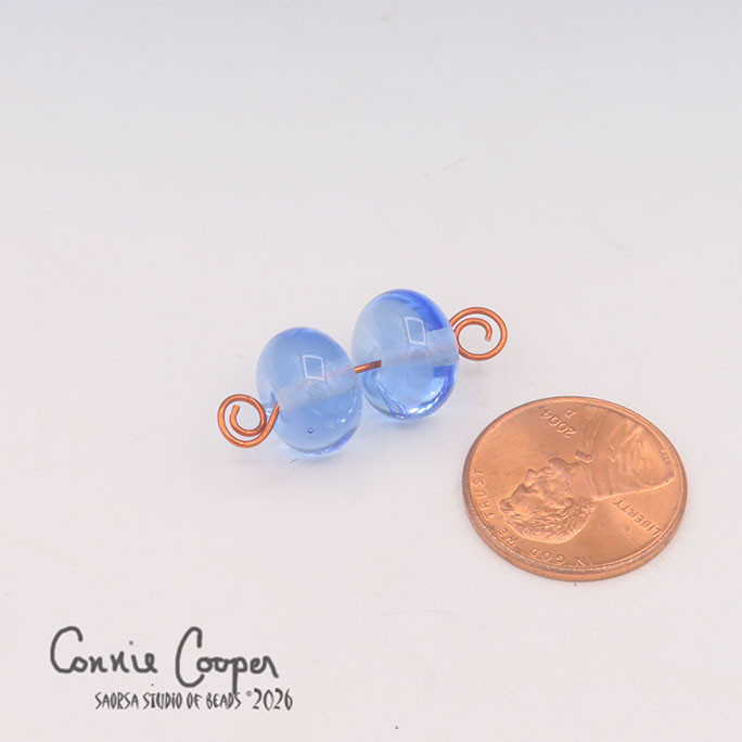 Beads, Matched Pair,  Transparent Med. Blue  LBPr26-8274