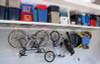 MonsterRax Overhead Storage shown with bike and hook accessories