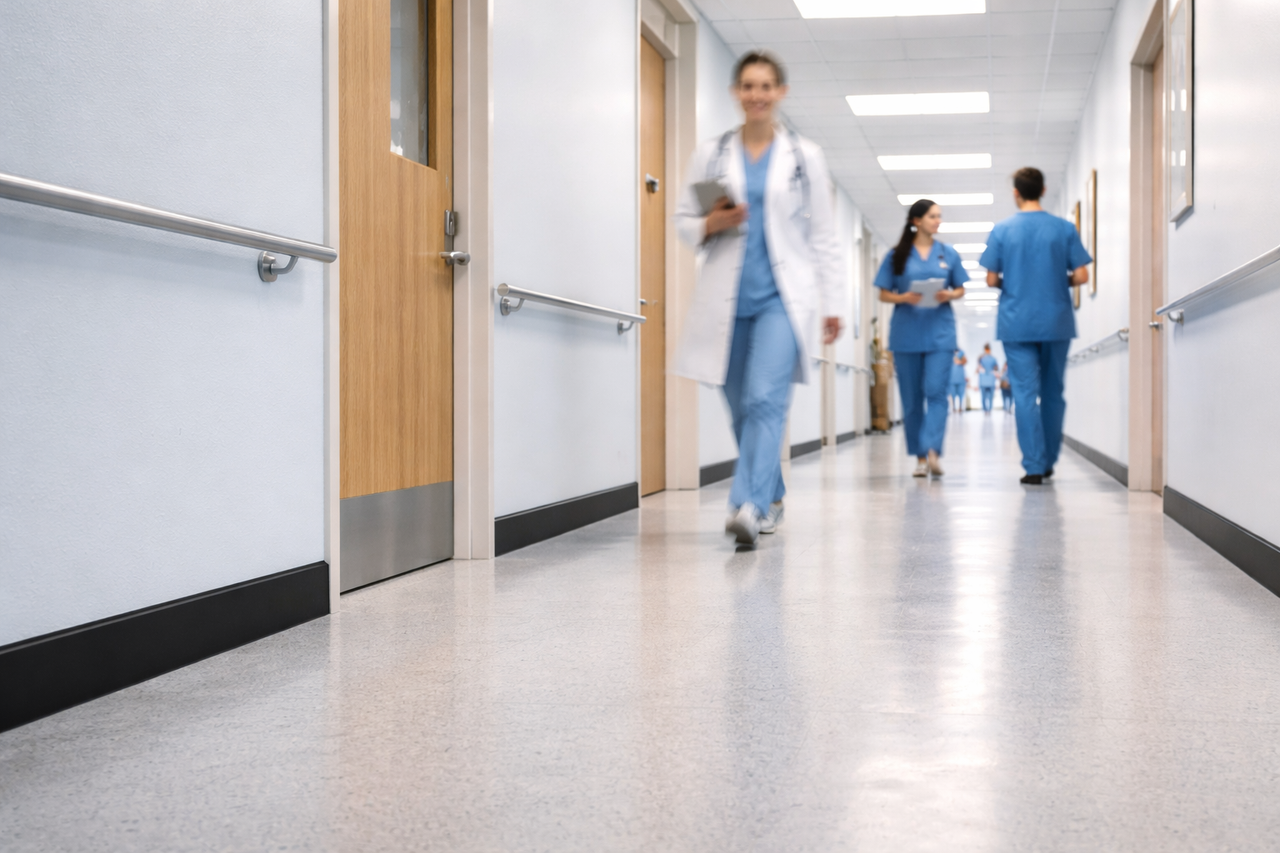 Metal Wall Base Painted Aluminum Matte Black Hospital Hall