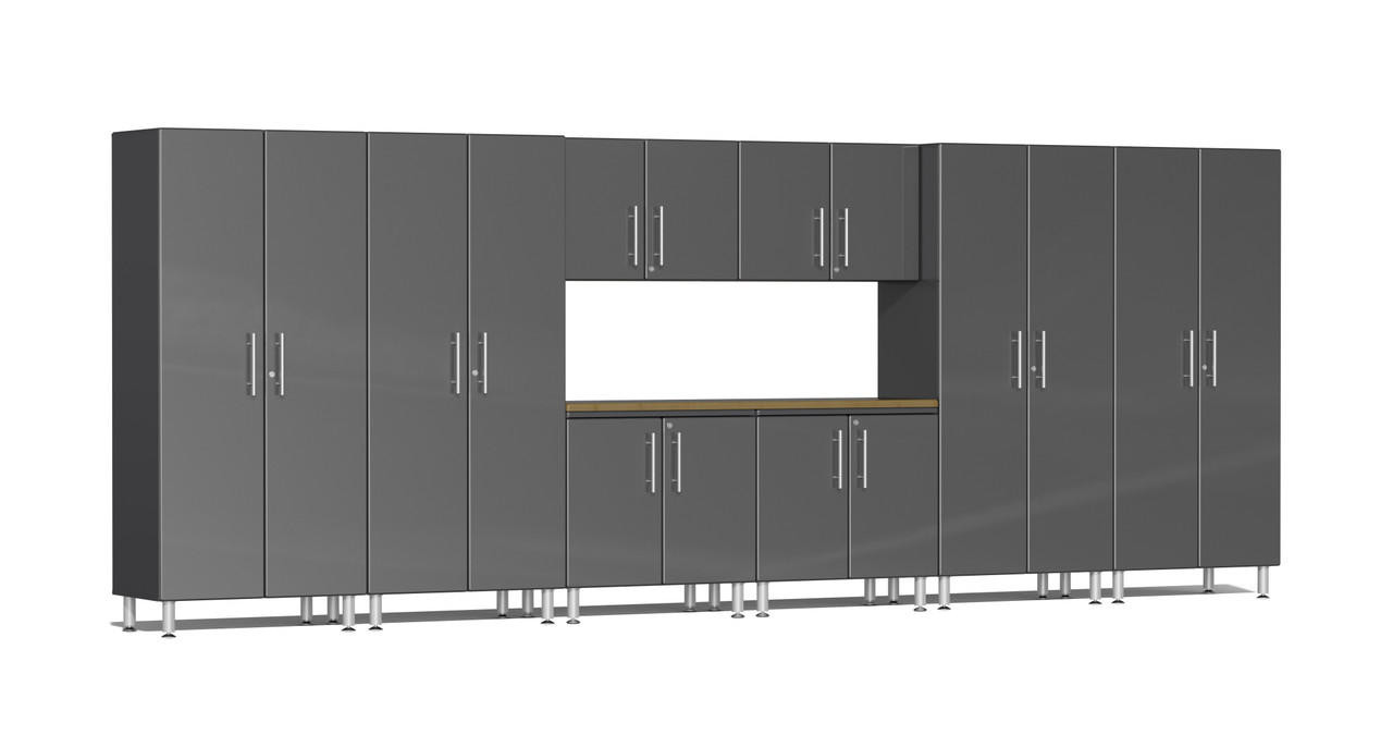 UltiMate Ulti-MATE Garage 2.0 Series 9-Piece Kit with Worktop 4 Tall 2 Door Cabinets