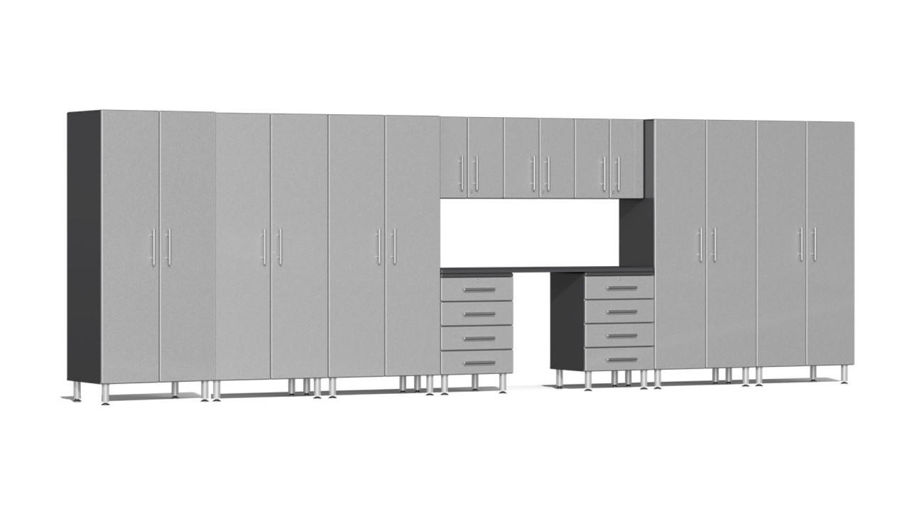 UltiMate Ulti-MATE Garage 2.0 Series 11-Piece Kit with Workstation 5 tall 2 door cabinets