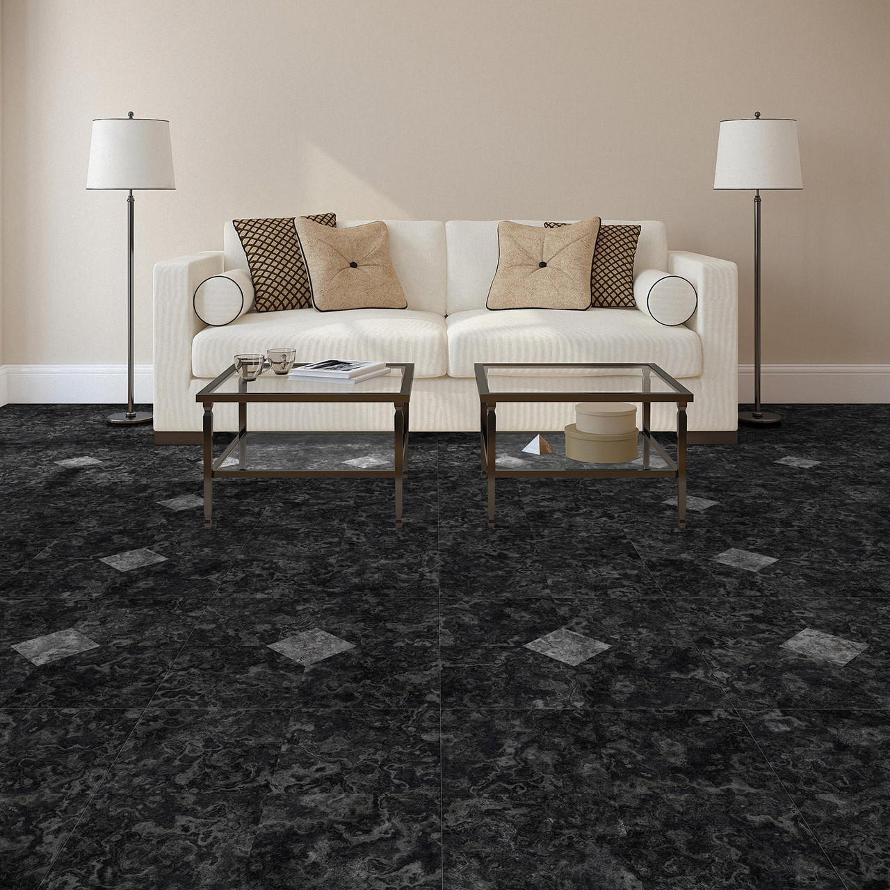 Perfection Floor Tile Natural Stone - Breccia Notte Primo or 6 Tiles/ Case or 16.62 SQFT/ Case