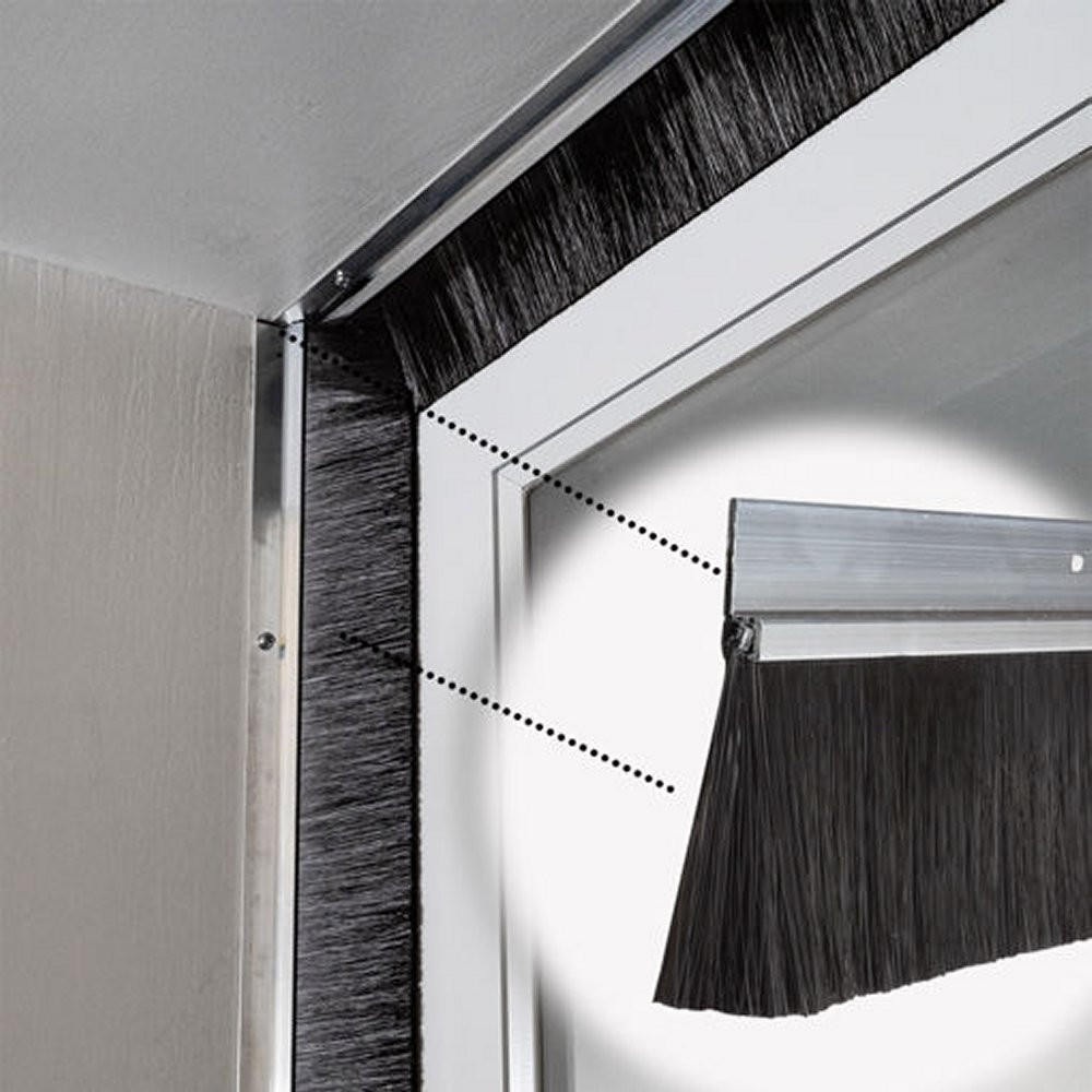 Brushed Scole Stripe / BLACK × GRAGE Slim-Line Brush Seal Kit for Garage Doors | Close Gaps & Block Drafts