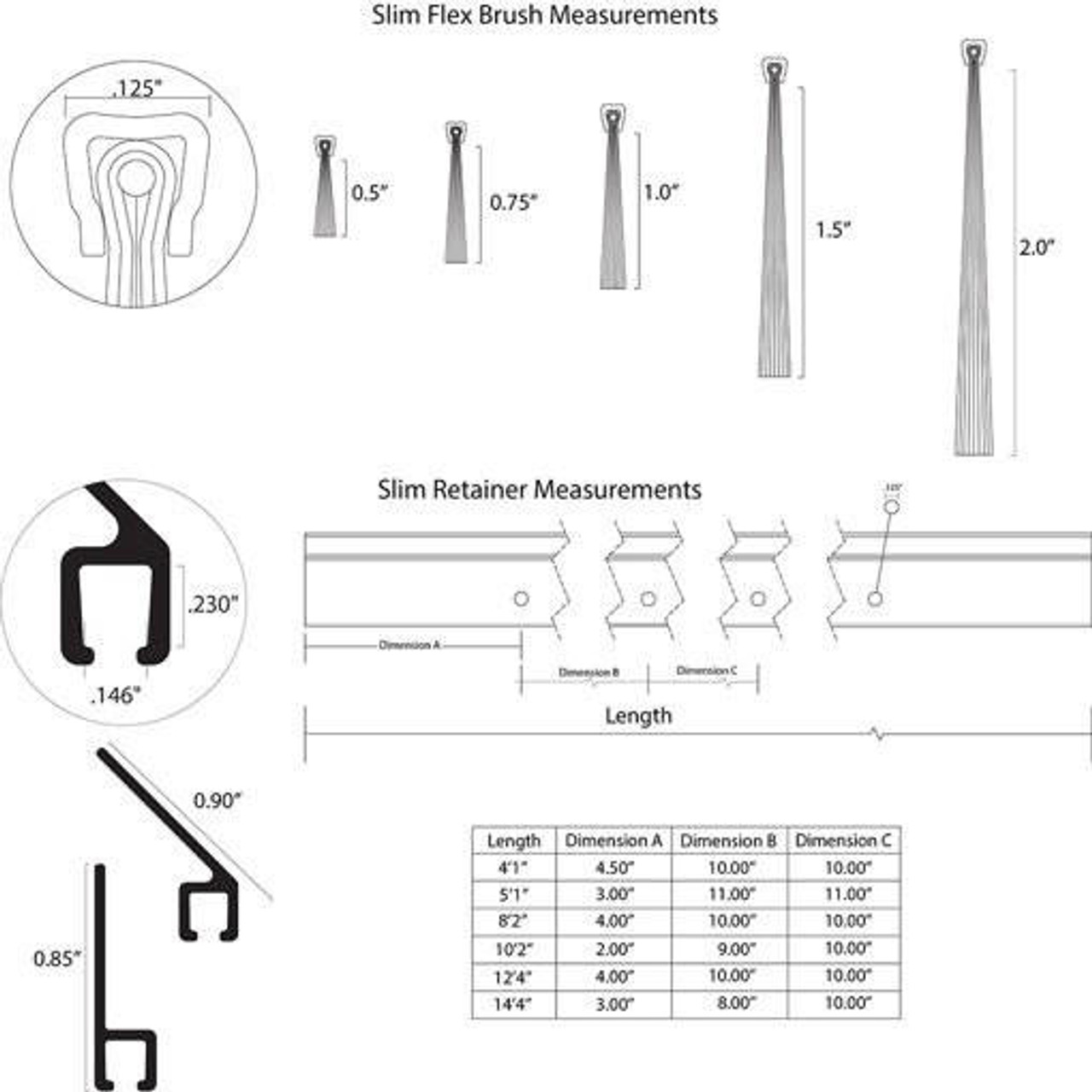 Storm Shield Standard Straight Brush Seal Kit 1, 1.5, 2, 3 Brushes