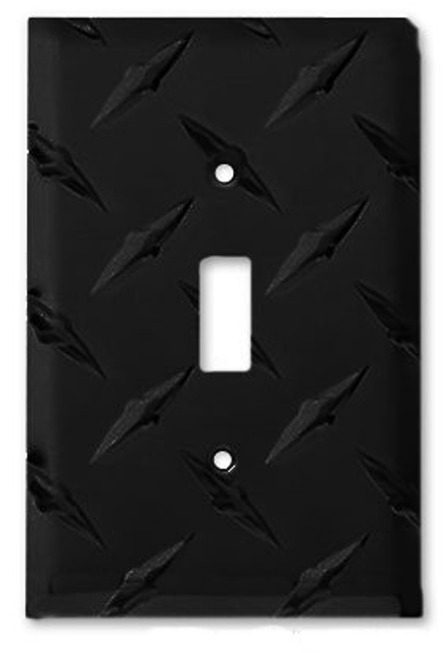 Aluminum Diamond Plate Single Switch Cover Black