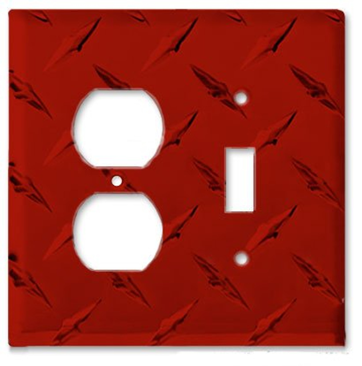 Aluminum Diamond Plate Single Outlet and Toggle Red