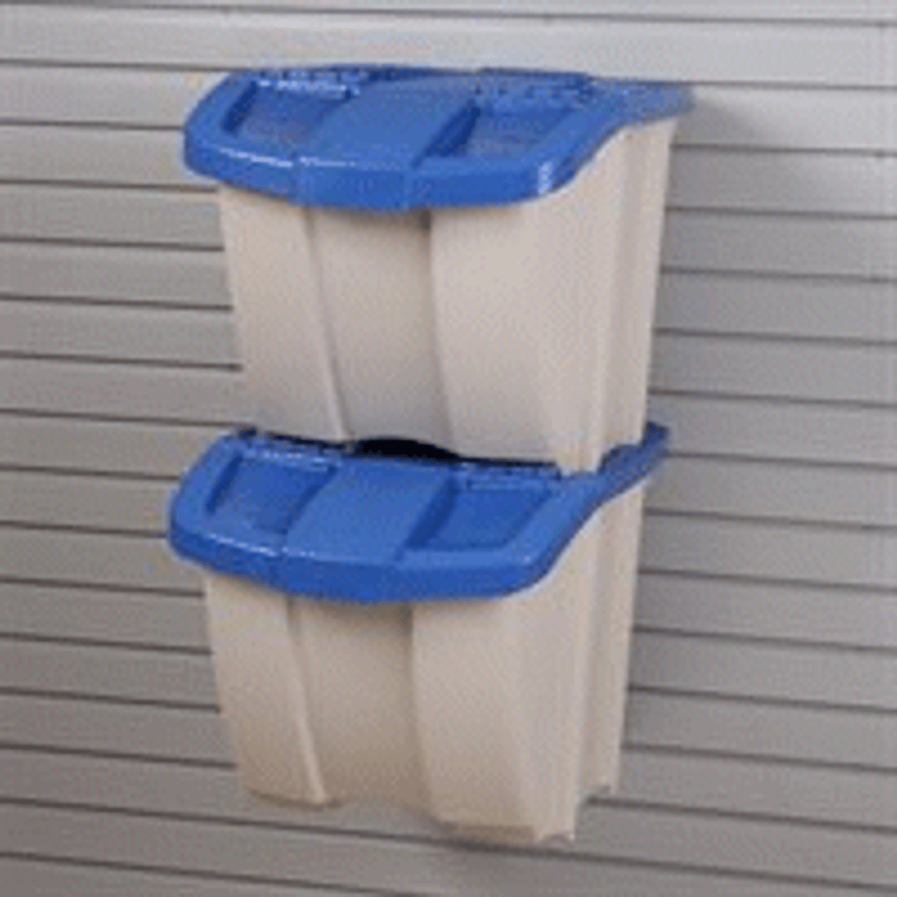 Recycling Center Taupe with Blue Lids