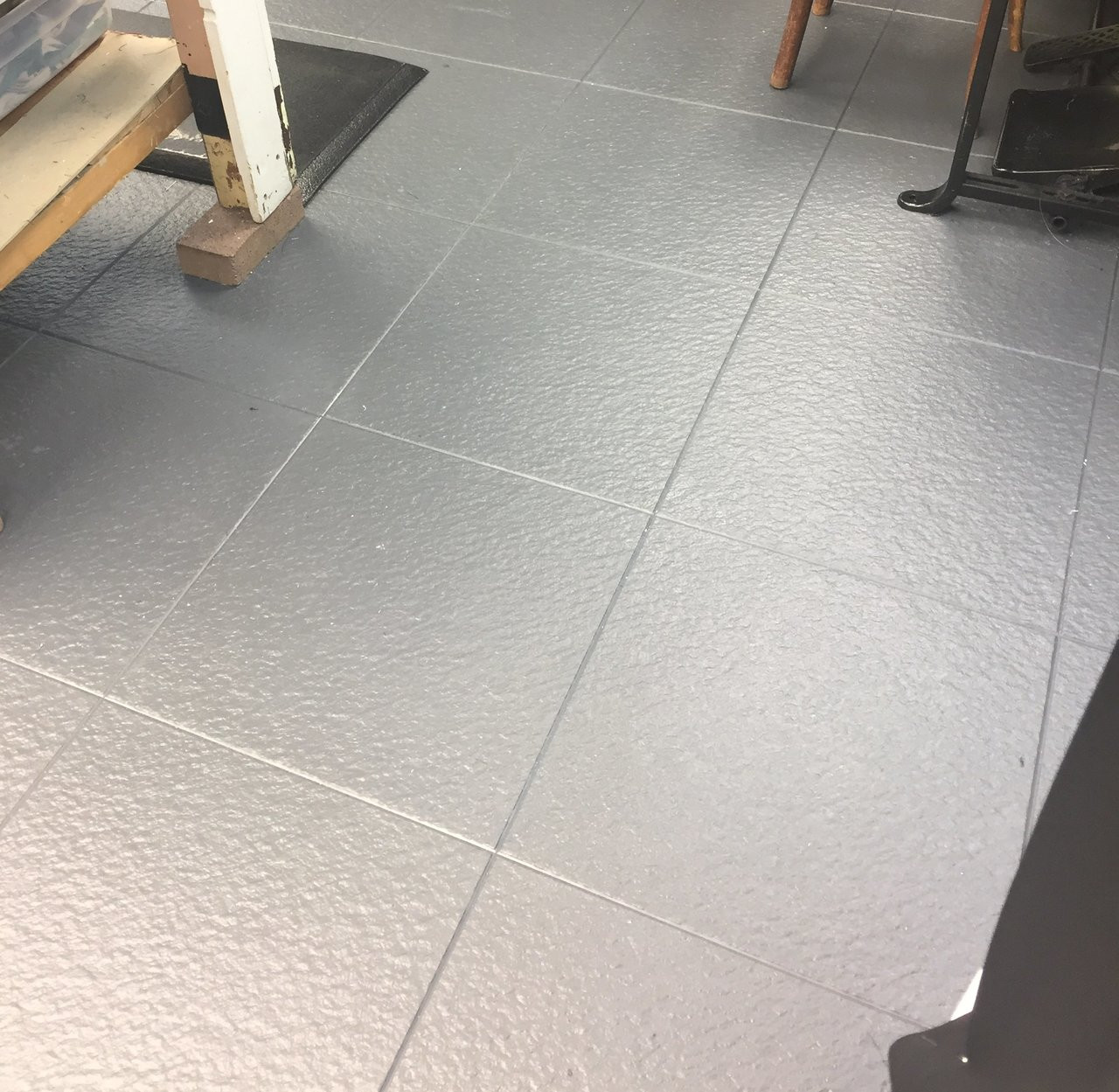 Perfection Floor Tile Slate Pattern Interlocking Tiles, Light Grey