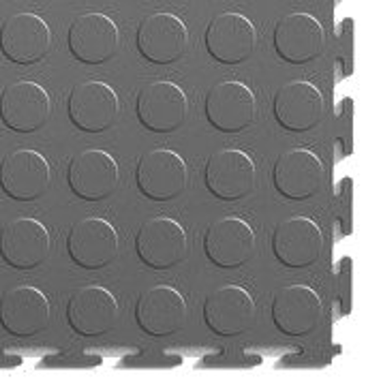 Flexi Tile Coin Close Up - Dark Grey with T-End locking tabs