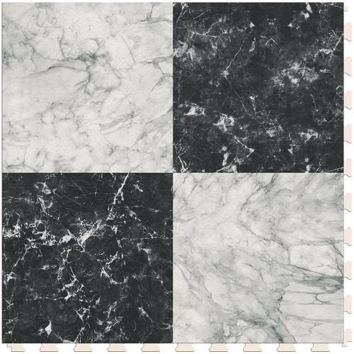 Perfection Floor Tile Natural Stone - Black and White Marble or 6 Tiles / Case or 16.62 SQFT/ Case