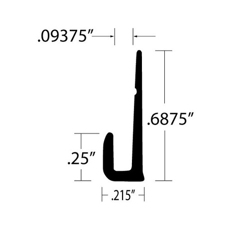 Aluminum J-Cap – 1/4″ Face for 3/32″ Material