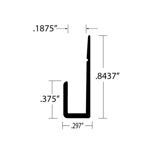 Aluminum J-Cap – 3/8″ Face for 3/16″ Material