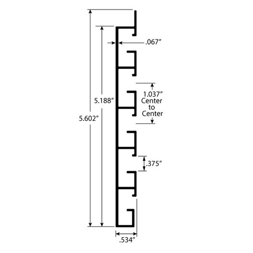 Aluminum Slatted Wall Panels – Stackable Horizontal Slatwall Panels – 5.602″ x .534″ (5-19/32″ x 17/32″)