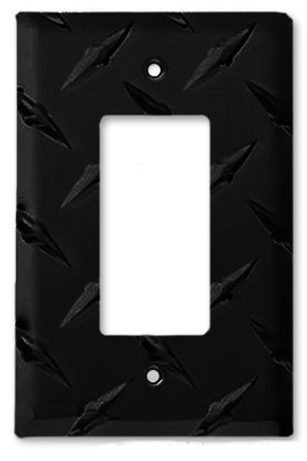 Aluminum Diamond Plate Single GFI Cover Black