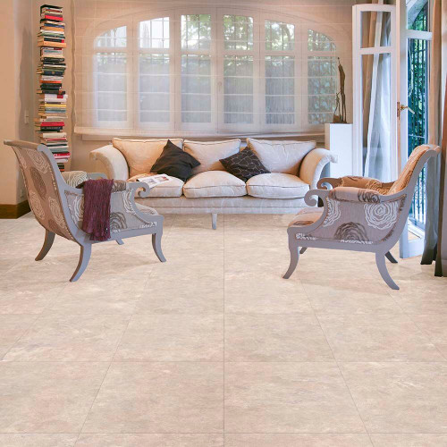 Perfection Floor Tile Natural Stone Fieldstone used in a living room 