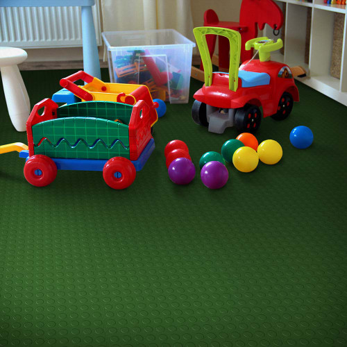 Perfection Floor Coin Pattern, Green, used for daycare flooring.