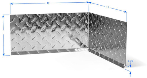 Inside Corner Diamond Plate 17 GA (Heights: 2" H, 4" H, 4-3/4" H, 6" H, 8"H Straight or Cove 