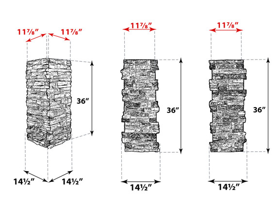 Dimensions of Colorado Dry Stack Stone Column Wrap - Medium-thumb