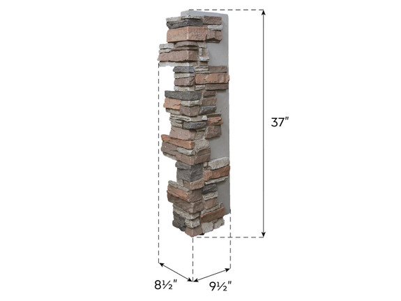 Dimensions of Colorado Dry Stack Outside Corner - Interlocking, Tall-thumb
