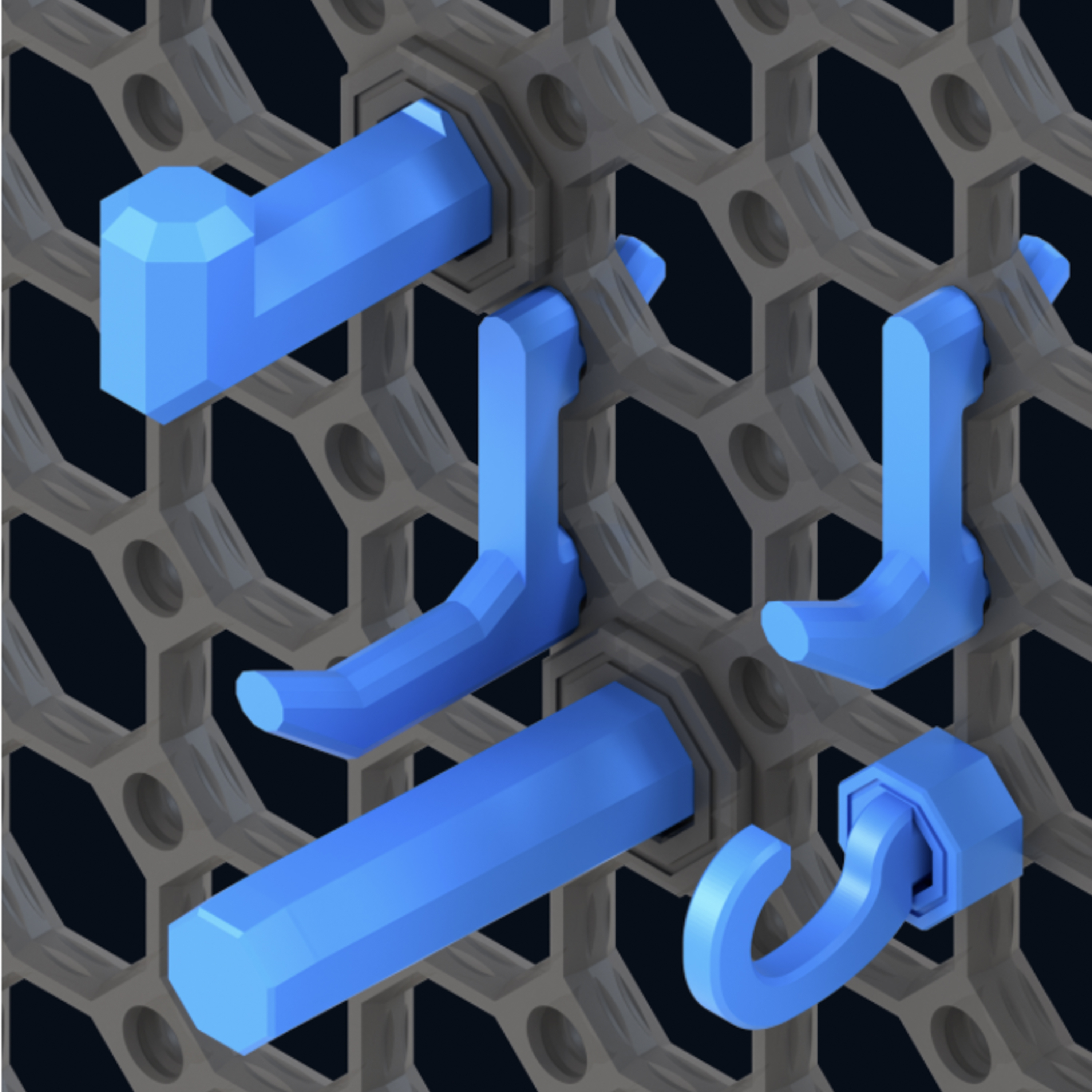 Multiboard hooks and pegs