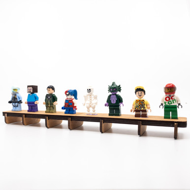 Minifig Stand Teak for 8 Minifigures