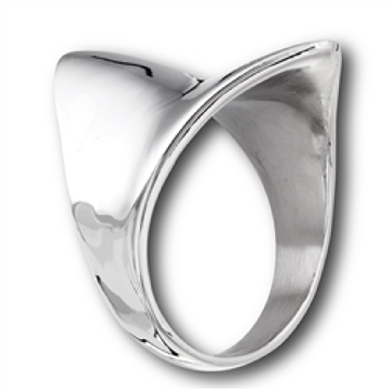 Silver Concave Shield Ring | Minimalist Modern Ring | Chunky Metal Ring