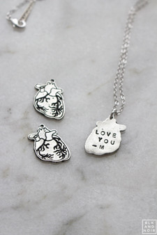 Silver Human Heart Necklace 