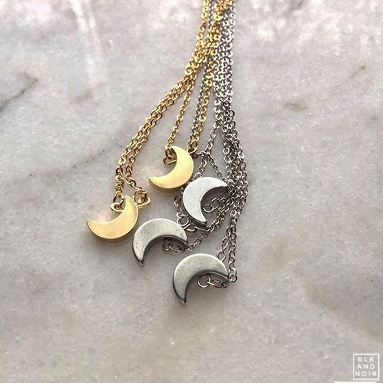  Crescent Moon Gold Necklace